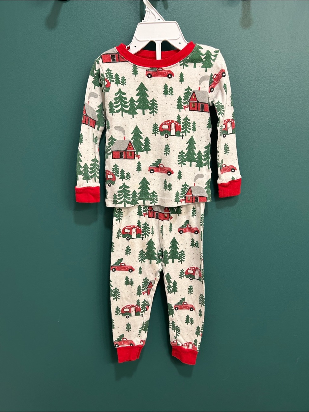 Kids Red Truck & Christmas Tree Pajama Set